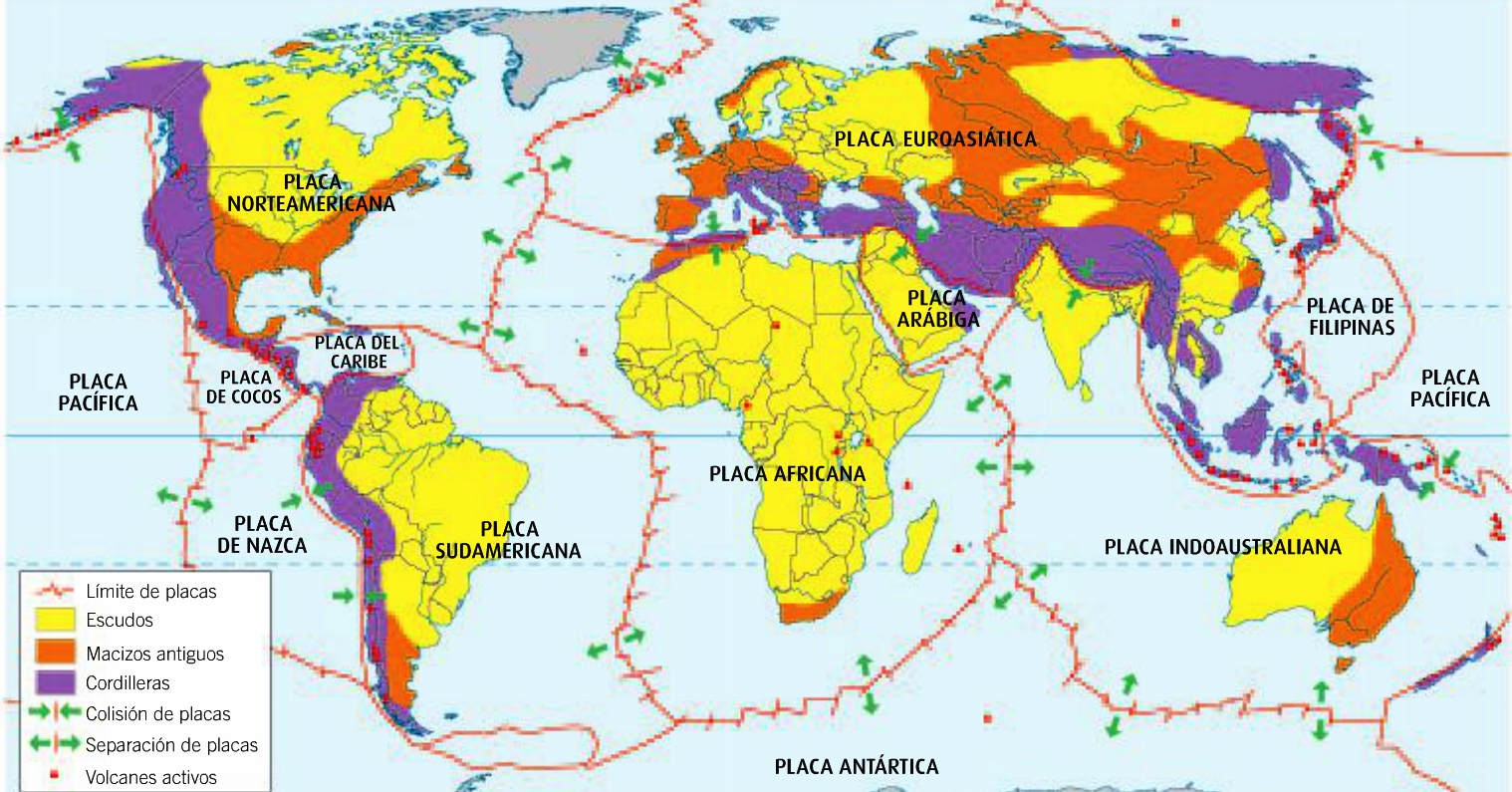 Resultado de imagen para mapa de todas las placas tectonicas